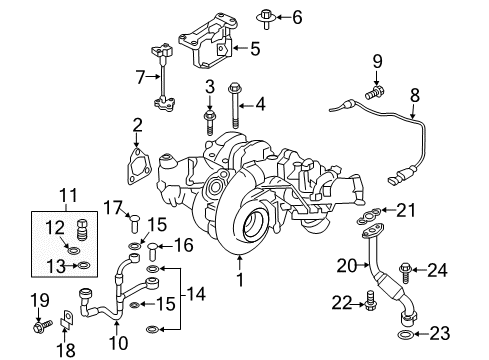 2019 Nissan Titan XD Turbocharger Tube-TURBOCHARGER Oil Feed Diagram for 15192-EZ40A