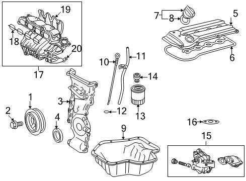 2009 Toyota Camry Filters Upper Insulator Diagram for 17117-0H030