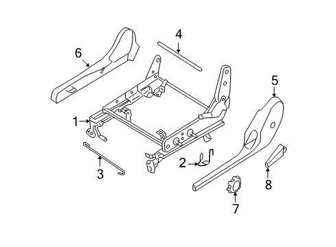 2009 Nissan Quest Tracks & Components ADJUSTER Assembly-Front Seat, L Diagram for 87450-ZM02A