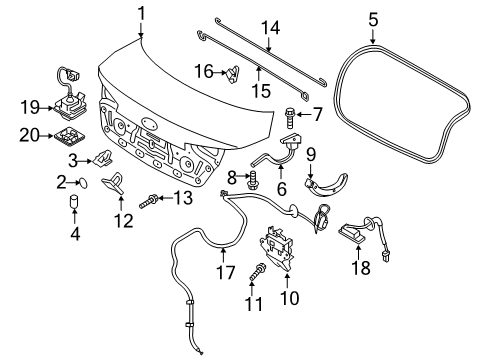 2015 Kia Optima Parking Aid Cover-Trunk Lid Hinge Arm Diagram for 819112T500