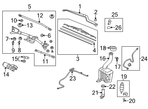 2011 Honda Pilot Wiper & Washer Components Blade, Windshield Wiper (356MM) Diagram for 76730-SZA-A02