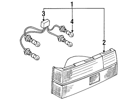 1985 Nissan Pulsar NX Tail Lamps Lens Side Marker R Diagram for 26570-37M00