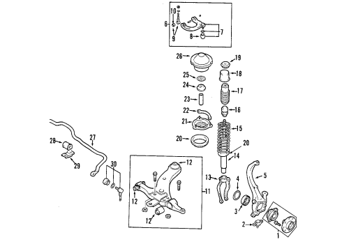 2006 Kia Amanti Front Suspension Components, Lower Control Arm, Upper Control Arm, Stabilizer Bar Bush Diagram for 545842G000