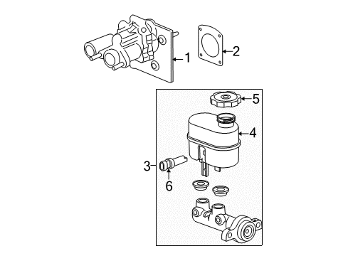 2007 GMC Yukon XL 2500 Hydraulic Booster Reservoir Kit, Brake Master Cylinder Diagram for 19209202