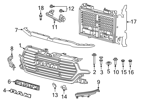 2019 Ram 1500 Lane Departure Warning Screw-Set Diagram for 68364322AA