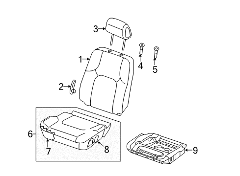 2016 Nissan Frontier Driver Seat Components Back Assembly Front Seat Diagram for 87650-9BL0A