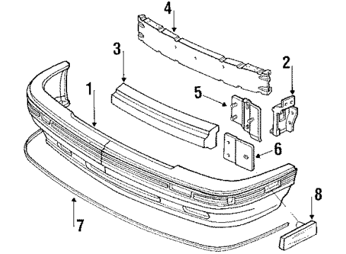 1992 Pontiac LeMans Front Bumper Reflector Asm-Front Side Marker Diagram for 5974639