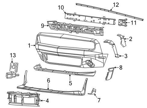 2019 Dodge Challenger Front Bumper Extension-Front FASCIA Diagram for 6EY78TZZAC
