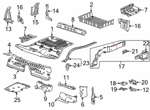 2022 Cadillac CT5 Rear Floor & Rails Closure Panel Diagram for 84572658