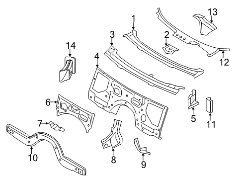 2010 BMW 750i Cowl Reinforcing Mount For Supporting Tube, Left Diagram for 41137204069