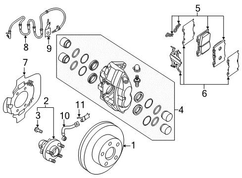 2017 Nissan 370Z Brake Components CALIPER Assembly-Front RH, W/O Pads Or SHIMS Diagram for 41001-1EA4A
