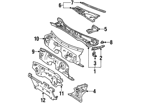 1994 Lexus SC300 Cowl Panel Sub-Assy, Dash Diagram for 55101-24100