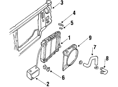 1985 Ford F-250 Radiator, Water Pump, Fan, Hoses Upper Hose Diagram for E5TZ8260J