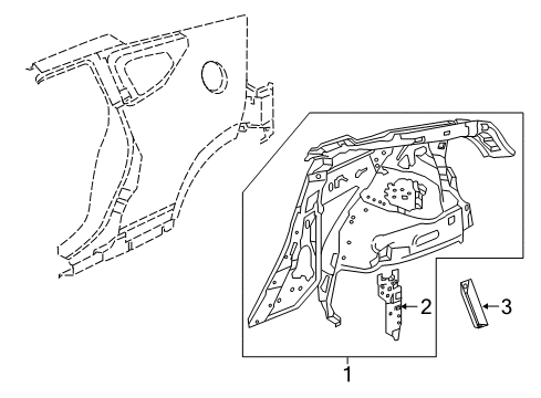 2011 Honda CR-Z Inner Structure - Quarter Panel Panel Comp L, RR I Diagram for 64700-SZT-416ZZ