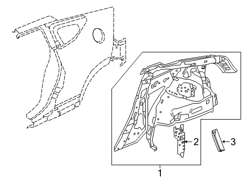 2013 Honda CR-Z Inner Structure - Quarter Panel Gusset, RR. Wheelhouse Diagram for 74625-SZT-A00ZZ