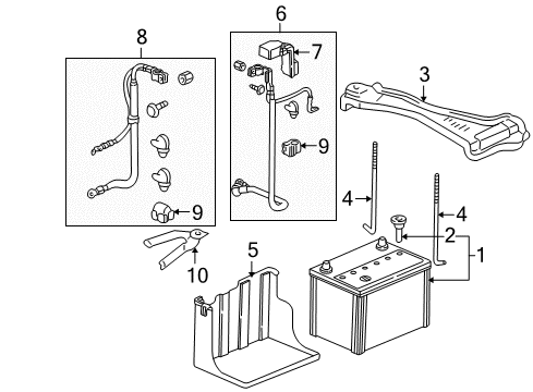 1997 Acura RL Battery Bracket, Cable Clamp Diagram for 32415-SZ3-000