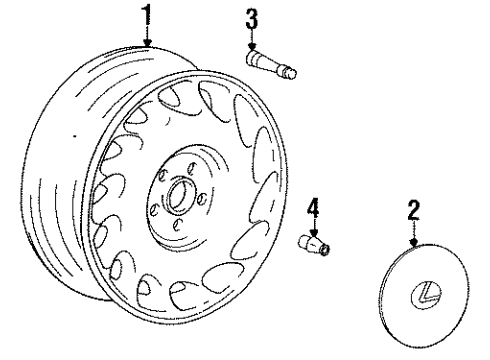 1994 Lexus LS400 Wheels Ornament Sub-Assy, Wheel Hub Diagram for 42603-50030