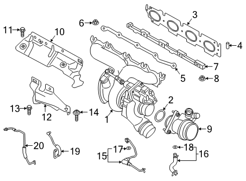 2021 BMW Z4 Turbocharger & Components Exhaust Manifold Gasket Diagram for 11628642774