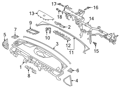 2020 Kia K900 Cluster & Switches, Instrument Panel GROMMET-Crash Pad Main Guide Diagram for 84727J5000
