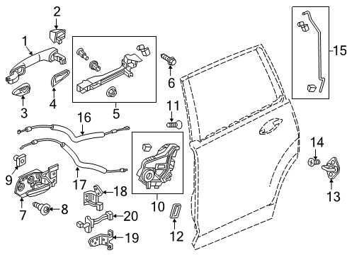 2022 Honda Passport Lock & Hardware Hinge, Left Rear Door (Lower) Diagram for 67960-TG7-A01ZZ