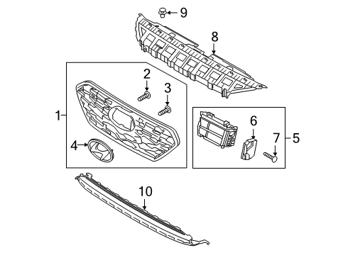 2021 Hyundai Ioniq Grille & Components Flap Assembly-Active Air UPR, RH Diagram for 86952-G2500
