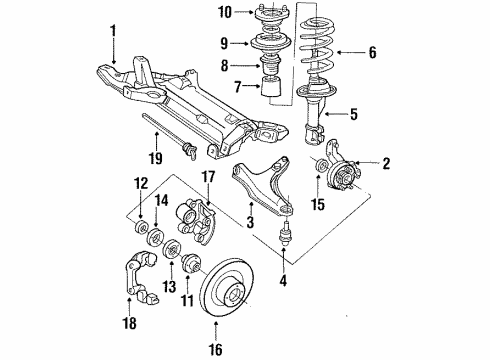 1992 Dodge Daytona Front Suspension Components, Lower Control Arm, Stabilizer Bar Front Suspension Coil Spring Left Diagram for 4449516