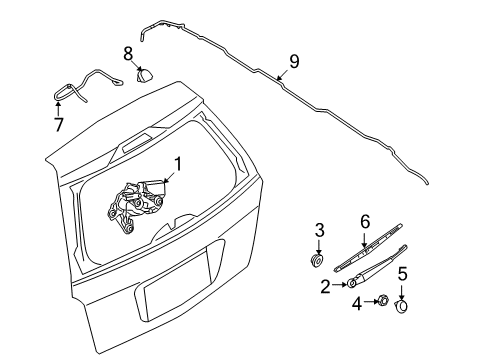 2009 Ford Taurus X Wiper & Washer Components Tube Assembly Diagram for 5F9Z-17A605-AA