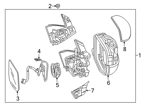 2018 Honda Ridgeline Mirrors Mirror Assembly, Passenger Side Door (Forest Mist Metallic) (Heated) Diagram for 76200-T6Z-A21ZF