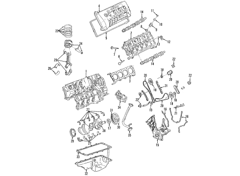 1996 Lincoln Continental Engine Parts, Mounts, Cylinder Head & Valves, Camshaft & Timing, Oil Pan, Oil Pump, Crankshaft & Bearings, Pistons, Rings & Bearings Rear Mount Diagram for F5OY-6068-A