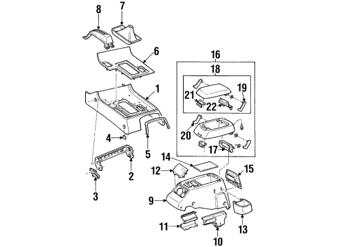 1996 Lexus LX450 Center Console Hinge Diagram for 58907-60010