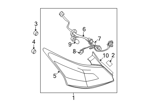 2014 Nissan Maxima Bulbs Lamp Assembly-Rear Combination LH Diagram for 26555-9DA0B