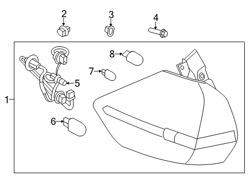 2014 Nissan Rogue Bulbs Combination Lamp Assy-Rear, RH Diagram for 26550-4BA0A