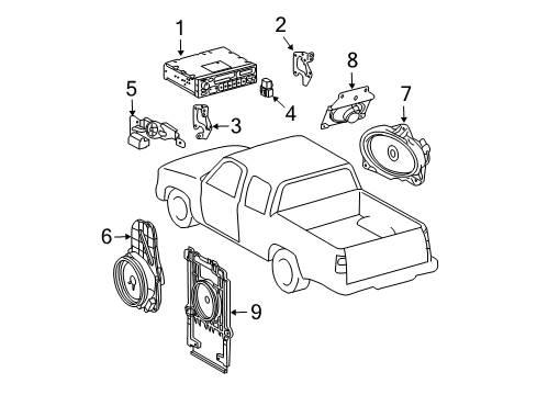 2001 Toyota Tacoma Sound System ETR/CASSETTE, 2 SPK Diagram for 08600-00906