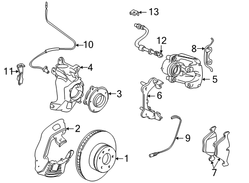 1999 BMW 528i Brake Components Calliper Carrier Right Diagram for 34111164610