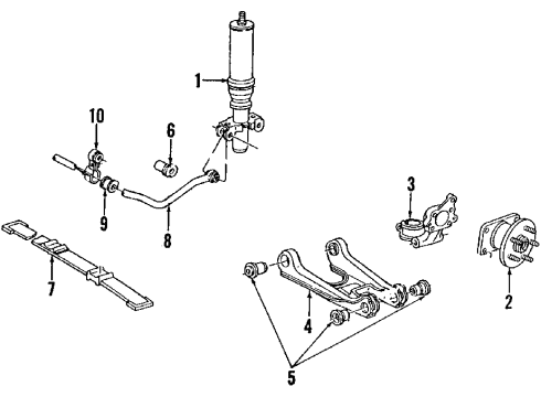 1986 Cadillac Eldorado Rear Suspension Components, Lower Control Arm, Ride Control, Stabilizer Bar Knuckle, Rear Suspension Diagram for 3521227