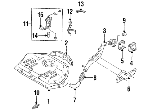 1987 Nissan Stanza Fuel Supply Fuel Tank Assembly Diagram for A7202-16M10