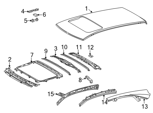 2012 Lexus RX350 Roof & Components Frame Sub-Assembly, Back Diagram for 63105-48061