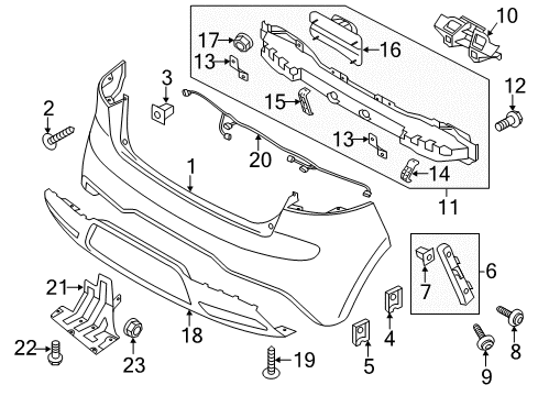 2014 Kia Rio Rear Bumper Rail Assembly-Rear Bumper Diagram for 866301W220