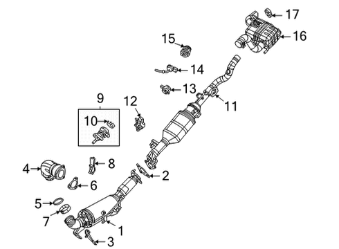 2021 Jeep Gladiator Exhaust Components Exhaust Muffler Rear Diagram for 68464813AA