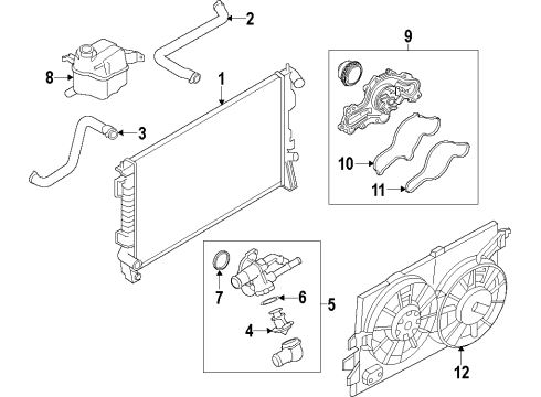 2009 Ford Flex Cooling System, Radiator, Water Pump, Cooling Fan Fan Assembly Diagram for 8A8Z-8C607-C