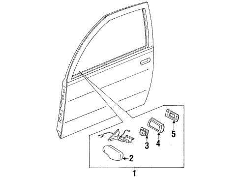 1996 Nissan 300ZX Outside Mirrors Mirror Assembly-Door, RH Diagram for J6301-51P10
