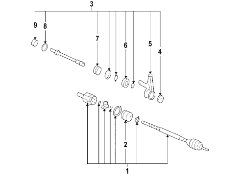 1985 Honda Civic Front Axle Shafts & Joints, Drive Axles Seal, Half Shaft (Inner) (Arai) Diagram for 91262-SD9-004