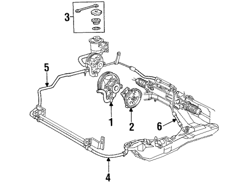 1997 Mercury Sable P/S Pump & Hoses, Steering Gear & Linkage Upper Return Hose Diagram for F8DZ-3A713-BB