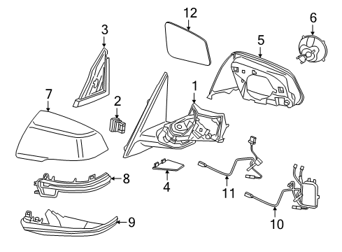 2016 BMW X1 Mirrors Exterior Mirror Without Mounting Parts, Right Diagram for 51167459788