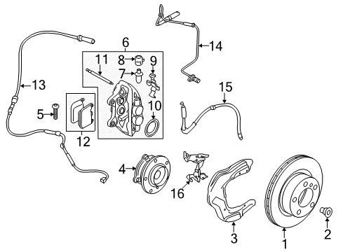 2018 BMW 340i GT xDrive Anti-Lock Brakes Brake Caliper Left Diagram for 34116875649