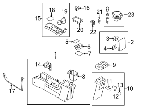 2010 Mercury Mariner Center Console Hinge Diagram for 8L8Z-7806050-AA