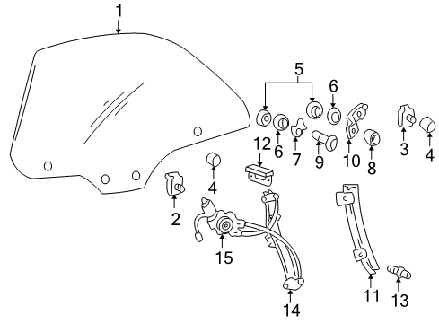 2002 Hyundai XG350 Rear Door Rear Left Power Window Regulator Assembly Diagram for 83403-39000