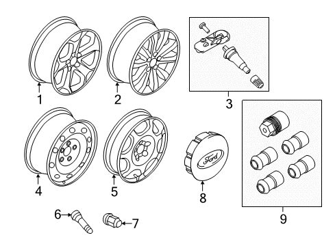 2013 Ford Edge Wheels Wheel, Alloy Diagram for BT4Z-1007-C