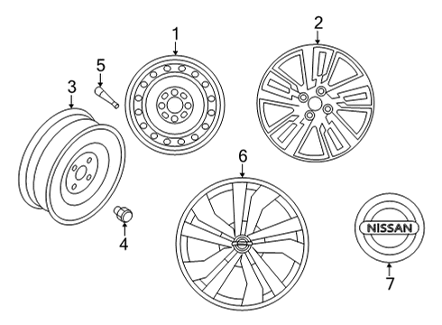 2022 Nissan Versa Wheels, Covers & Trim WHEEL-ALUMINUM Diagram for 40300-5EF4E