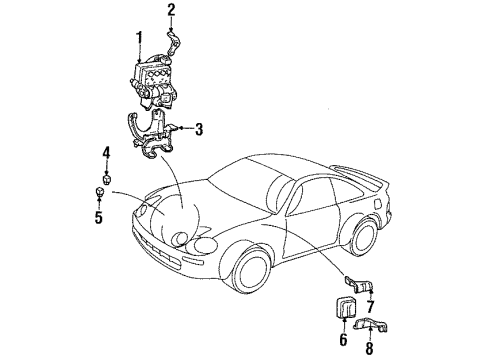 1995 Toyota Celica ABS Components Control Module Bracket Diagram for 88268-20130